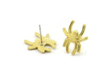 Brass Spider Earring, Raw Brass Spider Shaped Stud Earrings (15x14x1.5mm) N2609