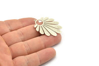 Silver Flower Charm, 2 Antique Silver Plated Brass Flower Charms With 1 Loop, Findings (36x28x0.60mm) SMP0649 A5280