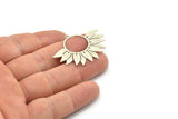 Silver Flower Charm, 2 Antique Silver Plated Brass Flower Charms With 1 Loop, Findings (30x40x0.60mm) SMP0150 A2249
