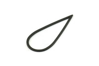 Black Drop Charm, 4 Oxidized Black Brass Drop Connectors (50x22x1mm) D1602