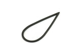 Black Drop Charm, 4 Oxidized Black Brass Drop Connectors (50x22x1mm) D1602