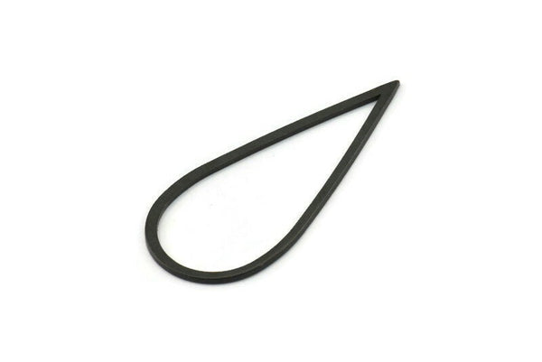 Black Drop Charm, 4 Oxidized Black Brass Drop Connectors (50x22x1mm) D1602