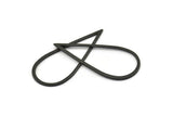 Black Drop Charm, 4 Oxidized Black Brass Drop Connectors (50x22x1mm) D1602