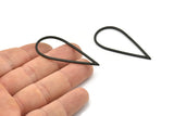 Black Drop Charm, 4 Oxidized Black Brass Drop Connectors (50x22x1mm) D1602