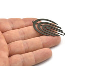 Siyah Saçaklı Charm, 1 Döngülü 4 Oksitlenmiş Siyah Pirinç Saçaklı Charm (43,5x24x0,60 mm) A6726