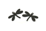 Black Dragonfly Charm, 6 Oxidized Black Brass Dragonfly Charms With 1 Loop, Pendants, Findings (22x16mm) N1208