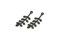 Black Leaf Charm, 24 Oxidized Black Brass Leaf Charms With 1 Loop, Charm Pendants (24x9x0.60mm) A3298 H1039