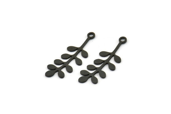 Black Leaf Charm, 24 Oxidized Black Brass Leaf Charms With 1 Loop, Charm Pendants (24x9x0.60mm) A3298 H1039