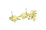 Brass Bug Earring, Raw Brass Bug Shaped Stud Earrings (16x12x1.5mm) N2608