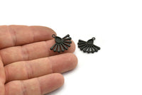 Siyah Güneş Tılsımı, 1 Halkalı 2 Oksitlenmiş Siyah Pirinç Damla Tılsımı, Küpeler (22x19 mm) N1114