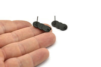 Siyah Yuvarlak Küpe, 1 Halkalı 2 Oksitlenmiş Siyah Pirinç Daire Küpe (21x10mm) N1782