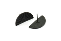 Yarım Daire Küpe, 2 Oksitlenmiş Siyah Pirinç Yarım Ay Küpe (22x11x1,2 mm) N1330