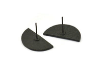 Yarım Daire Küpe, 2 Oksitlenmiş Siyah Pirinç Yarım Ay Küpe (22x11x1,2 mm) N1330