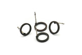 Black Circle Earring, 6 Oxidized Black Brass Circle Stud Earrings (10mm) N0439 A1131