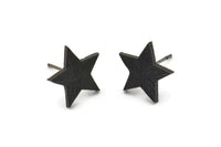 Siyah Yıldız Küpe, 4 Oksitlenmiş Siyah Pirinç Yıldız Küpe (15x1,5 mm) N1613