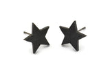 Siyah Yıldız Küpe, 4 Oksitlenmiş Siyah Pirinç Yıldız Küpe (15x1,5 mm) N1613