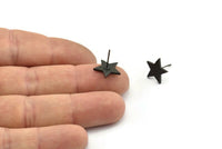 Siyah Yıldız Küpe, 4 Oksitlenmiş Siyah Pirinç Yıldız Küpe (15x1,5 mm) N1613