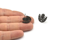 Siyah Ay Küpe, 4 Oksitlenmiş Siyah Pirinç Ay Evreleri Küpe (19x16x1mm) N1339