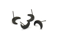 Siyah Ay Küpe, 4 Oksitlenmiş Siyah Pirinç Hilal Küpe (12x4x2mm) N1588