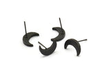 Siyah Ay Küpe, 4 Oksitlenmiş Siyah Pirinç Hilal Küpe (12x4x2mm) N1588