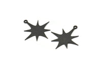 Star Pole Star Charm, 12 Oxidized Black, Silver Charms, Black Pole Star Charms With 1 Loop (26x24x0.60mm) A4017