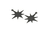 Star Pole Star Charm, 12 Oxidized Black, Silver Charms, Black Pole Star Charms With 1 Loop (26x24x0.60mm) A4017