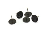 Siyah Yuvarlak Küpe, 4 Oksitlenmiş Siyah Pirinç Yuvarlak Küpe Çivisi (10 mm) N1175
