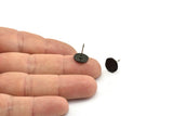 Siyah Yuvarlak Küpe, 4 Oksitlenmiş Siyah Pirinç Yuvarlak Küpe Çivisi (10 mm) N1175