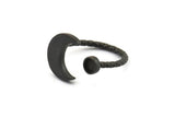 Black Ring Settings, 2 Oxidized Black Brass Moon And Planet Ring With 1 Stone Setting - Pad Size 4mm N1068
