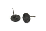 Siyah Yuvarlak Küpe, 4 Oksitlenmiş Siyah Pirinç Yuvarlak Küpe Saplaması, 1 Döngü (11 mm) N1213 H0269