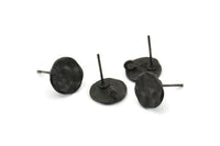 Siyah Yuvarlak Küpe, 4 Oksitlenmiş Siyah Pirinç Yuvarlak Küpe Saplaması, 1 Döngü (11 mm) N1213 H0269