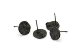 Siyah Yuvarlak Küpe, 4 Oksitlenmiş Siyah Pirinç Yuvarlak Küpe Saplaması, 1 Döngü (11 mm) N1213 H0269