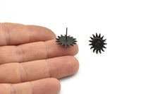 Siyah Güneş Küpe, 2 Oksitlenmiş Siyah Pirinç Güneş Küpe (17 mm) N1527