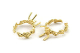 Gold Ring Settings, Gold Plated Brass Claw Rings, Adjustable Rings - Pad Size 6x8mm N2575