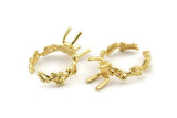 Gold Ring Settings, Gold Plated Brass Claw Rings, Adjustable Rings - Pad Size 6x8mm N2575