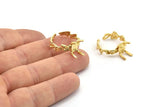 Gold Ring Settings, Gold Plated Brass Claw Rings, Adjustable Rings - Pad Size 6x8mm N2575