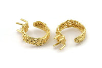 Gold Ring Settings, Gold Plated Brass Claw Rings, Adjustable Rings - Pad Size 6x8mm N2561