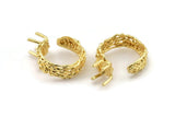 Gold Ring Settings, Gold Plated Brass Claw Rings, Adjustable Rings - Pad Size 6x8mm N2561