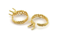 Gold Ring Settings, Gold Plated Brass Claw Rings, Adjustable Rings - Pad Size 6mm N2557