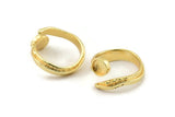 Gold Ring Setting, Gold Plated Brass Adjustable Rings With 1 Stone Settings - Pad Size 6mm N2569
