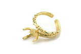 Gold Ring Settings, Gold Plated Brass Claw Rings, Adjustable Rings - Pad Size 6x8mm N2543