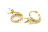 Gold Ring Settings, Gold Plated Brass Claw Rings, Adjustable Rings - Pad Size 6x8mm N2543