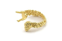 Gold Ring Settings, Gold Plated Brass Claw Rings, Adjustable Rings - Pad Size 6mm N2572