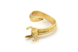 Gold Ring Settings, Gold Plated Brass Claw Rings, Adjustable Rings - Pad Size 6x8mm N2570