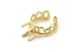 Gold Ring Settings, Gold Plated Brass Claw Rings, Adjustable Rings - Pad Size 6x8mm N2546