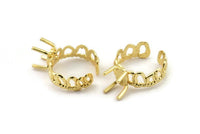 Gold Ring Settings, Gold Plated Brass Claw Rings, Adjustable Rings - Pad Size 6x8mm N2546