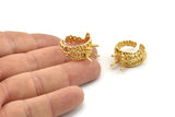 Gold Ring Settings, Gold Plated Brass Claw Rings, Adjustable Rings - Pad Size 6mm N2541