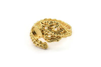 Gold Ring Setting, Gold Plated Brass Adjustable Rings With 1 Stone Settings - Pad Size 6mm N2553