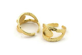 Gold Ring Setting, Gold Plated Brass Adjustable Rings With 1 Stone Settings - Pad Size 6x8mm N2556