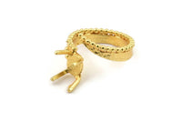 Gold Ring Settings, Gold Plated Brass Claw Rings, Adjustable Rings - Pad Size 6x8mm N2577